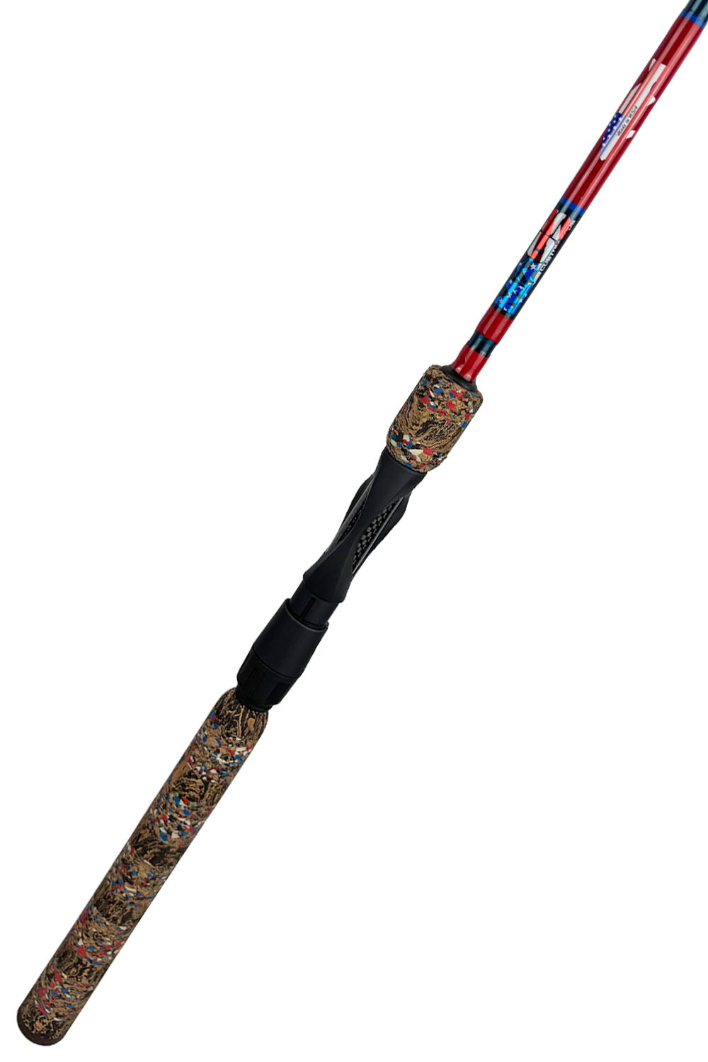 7' Medium Mod-Fast Ghost Blue Blank Spinning with Red Wraps and Navy Blue Trim