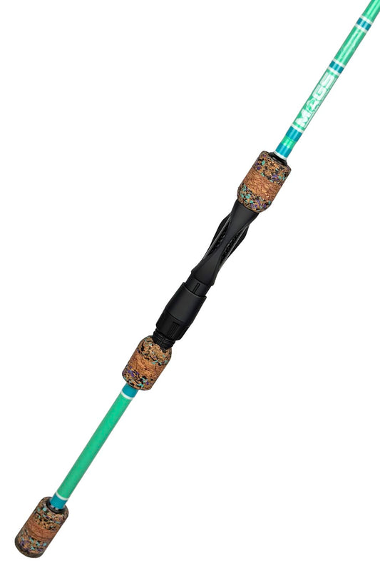 7' Medium Mod-Fast Spinning with Metallic Light Blue Wraps and White Trim
