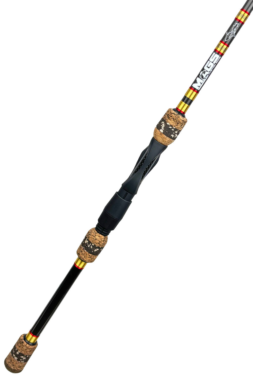 6'10 ML X-Fast Spinning with Metallic Gold Wraps and Metallic Red Trim